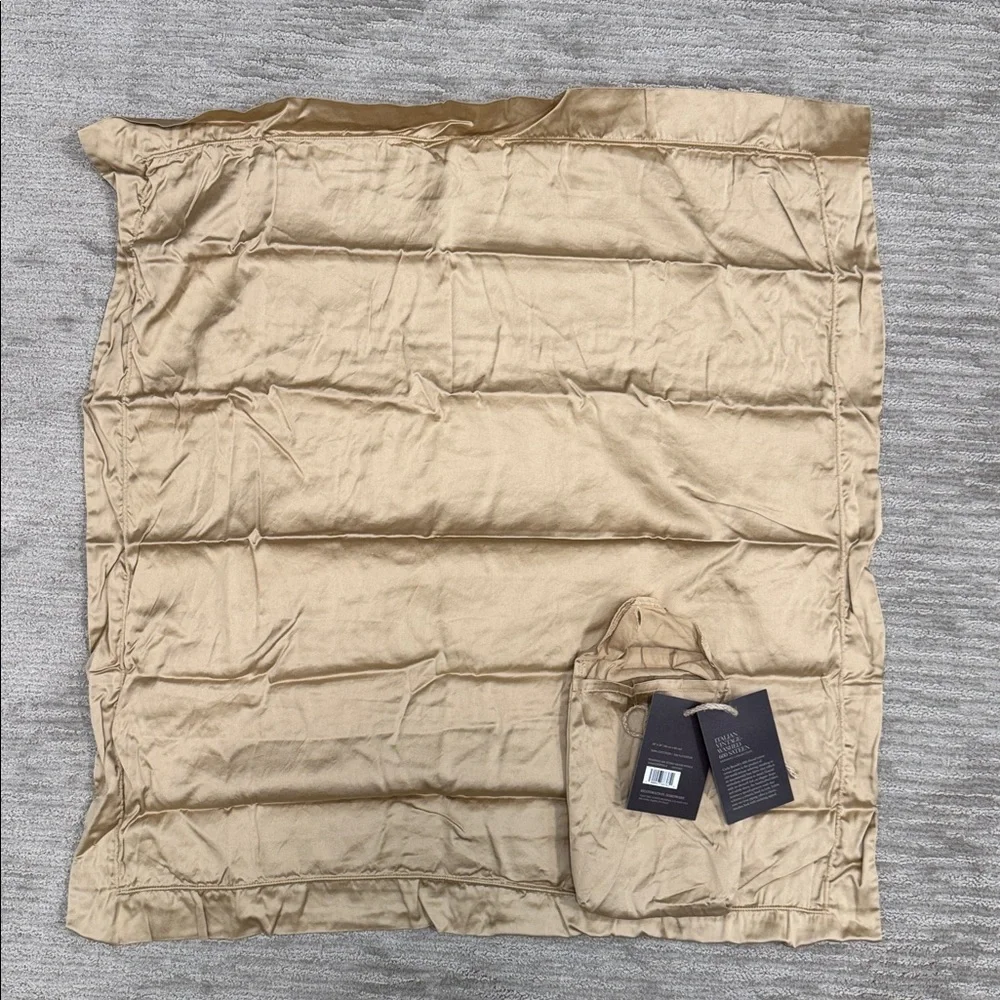RH ITALIAN ULTRA-SOFT 600-THREAD-COUNT SATEEN FLANGE SHAM NWT in Wheat